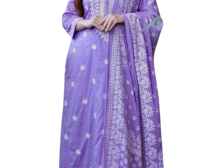 Soft & Stylish ? Floral Embroidered Cotton Printex Dress (L)