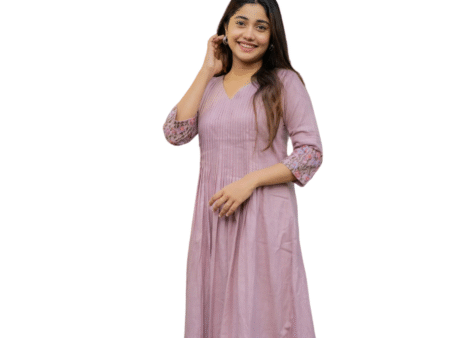 Floral Elegance ? Cotton Embroidered Dress with Printex Magic (L)