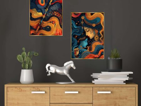 Set of Two Wall Paintings for Wall Dacoration Golden Framed Wall Paintings for Living Room & Bedroom Wall Art for Home Decoration & Office Wall Décor (14x11 inch CH-GD2-6)