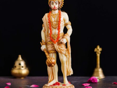 Marble Standing Hanuman Ji murti for Pooja Room Standing Hindu Lord Hanuman Statue for Home Temple Hotel Pooja Bajrangbali Idol Bala ji Murti Best for Gift