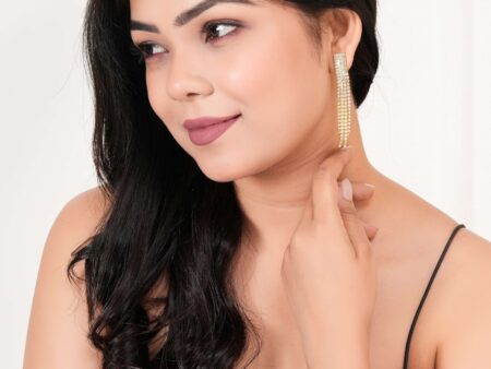 Women's Rose Gold Color Long Danglers Earrings for Women Party Wear