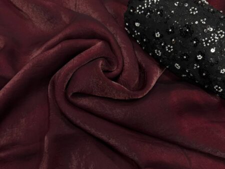 Women's Rich Wine Tissue Silk Saree with All-Over Sequin Embroidered Blouse Piece