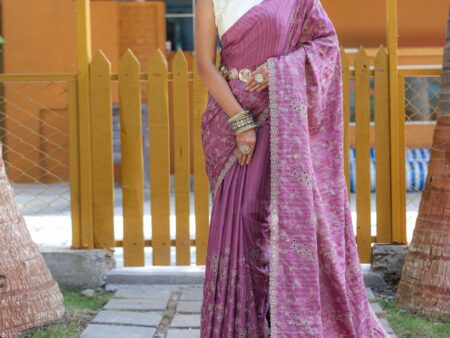 Women's Royal Prussian Blue Georgette Saree with Intricate Silver Thread & Mirror Work Embroidery – Perfect for Festive & Wedding Celebrations